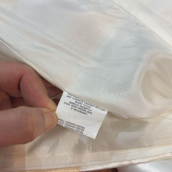 Jessica McClintock Gunne Sax Strapless Embroidered Gold Lace Satin Maxi Dress 1 - Picture 9 of 12